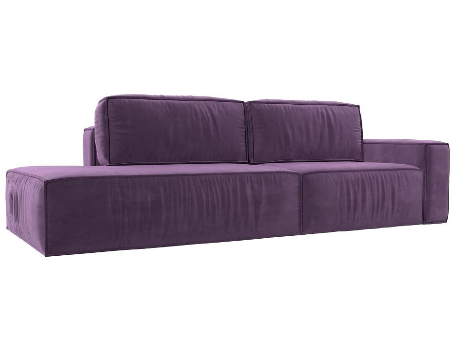 Прямой диван Прага модерн подлокотник справа (сиреневый цвет)